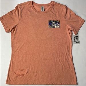 Ripped Rags Womens Coral Distressed Edgy Grunge Deconstructed Tshirt Sz M